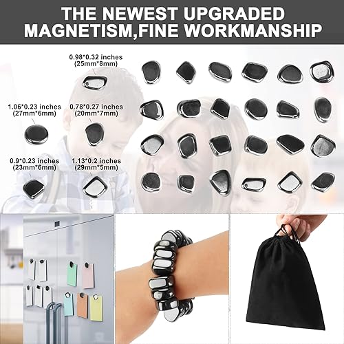 Miniatura 2 de Kit científico de 24 piezas de imanes negros grandes para nevera, armario magnético pulido irregular, imanes de nevera para el hogar, cocina,