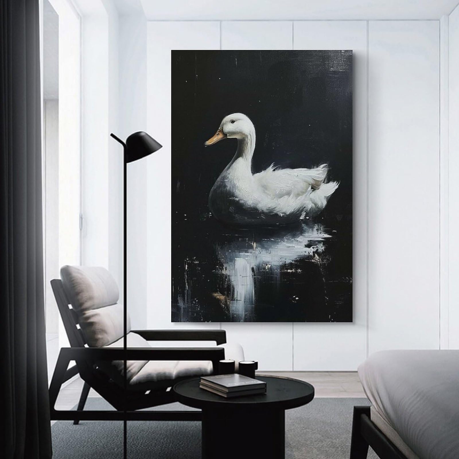 Junmoney Wall Picture Print Ducks Noir World, 20x30inch(50x75cm), for Living Room, Bedroom Or Home Office, Home Decor Gift with Stylish Appeal