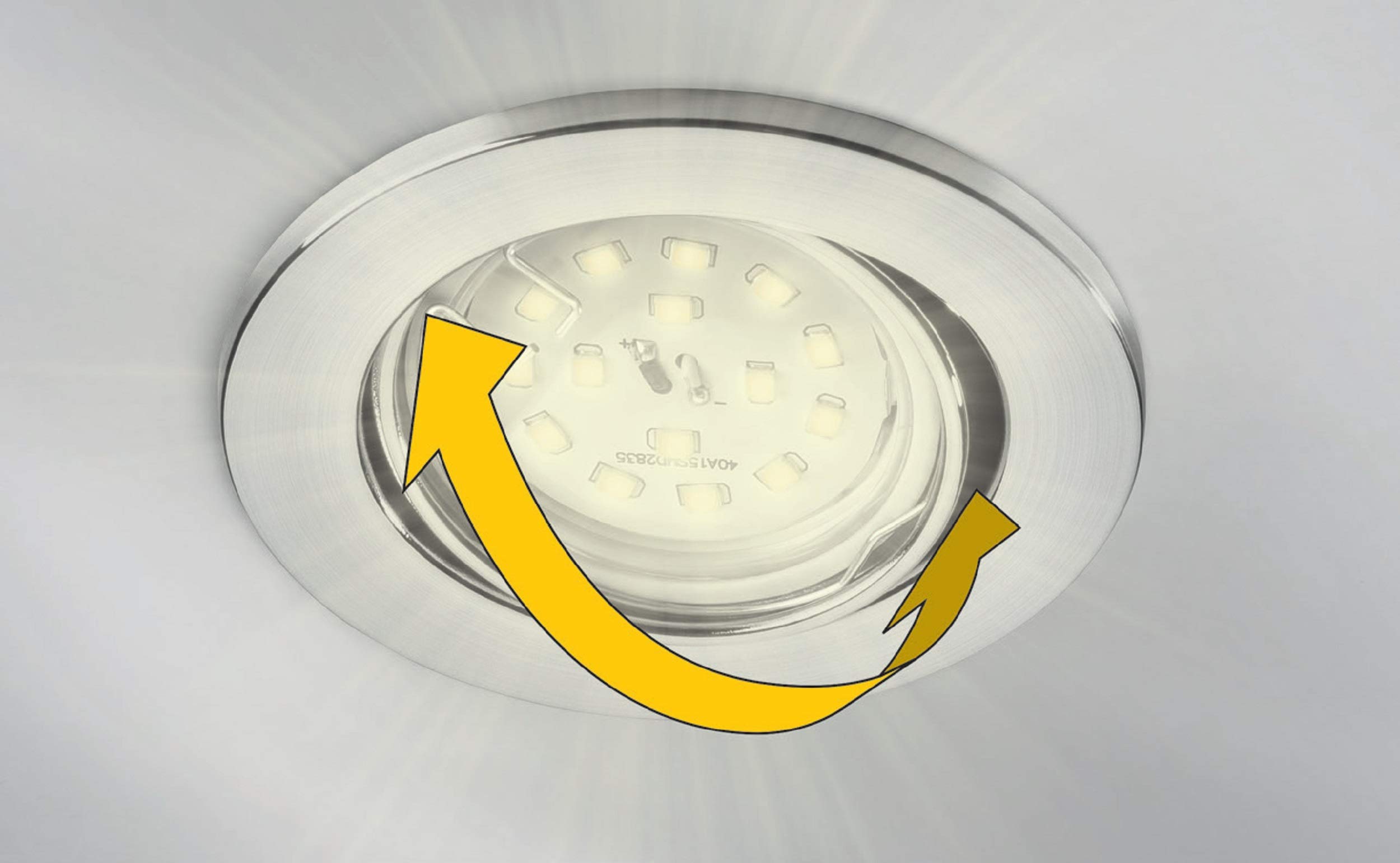 Trango 6 pack Spots encastrés à LED ultra-plats, luminaires encastrés, plafonnier 6729-068MOSD in Chom avec 6x module LED dimmables uniquement plafonnier encastré de 30mm, spots encastrés