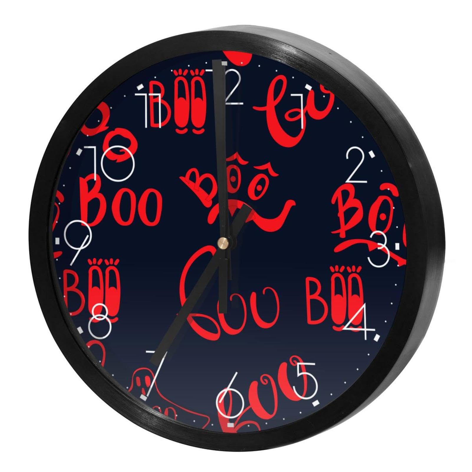 Horloge murale silencieuse à quartz rouge Boo pour cuisine et bureau