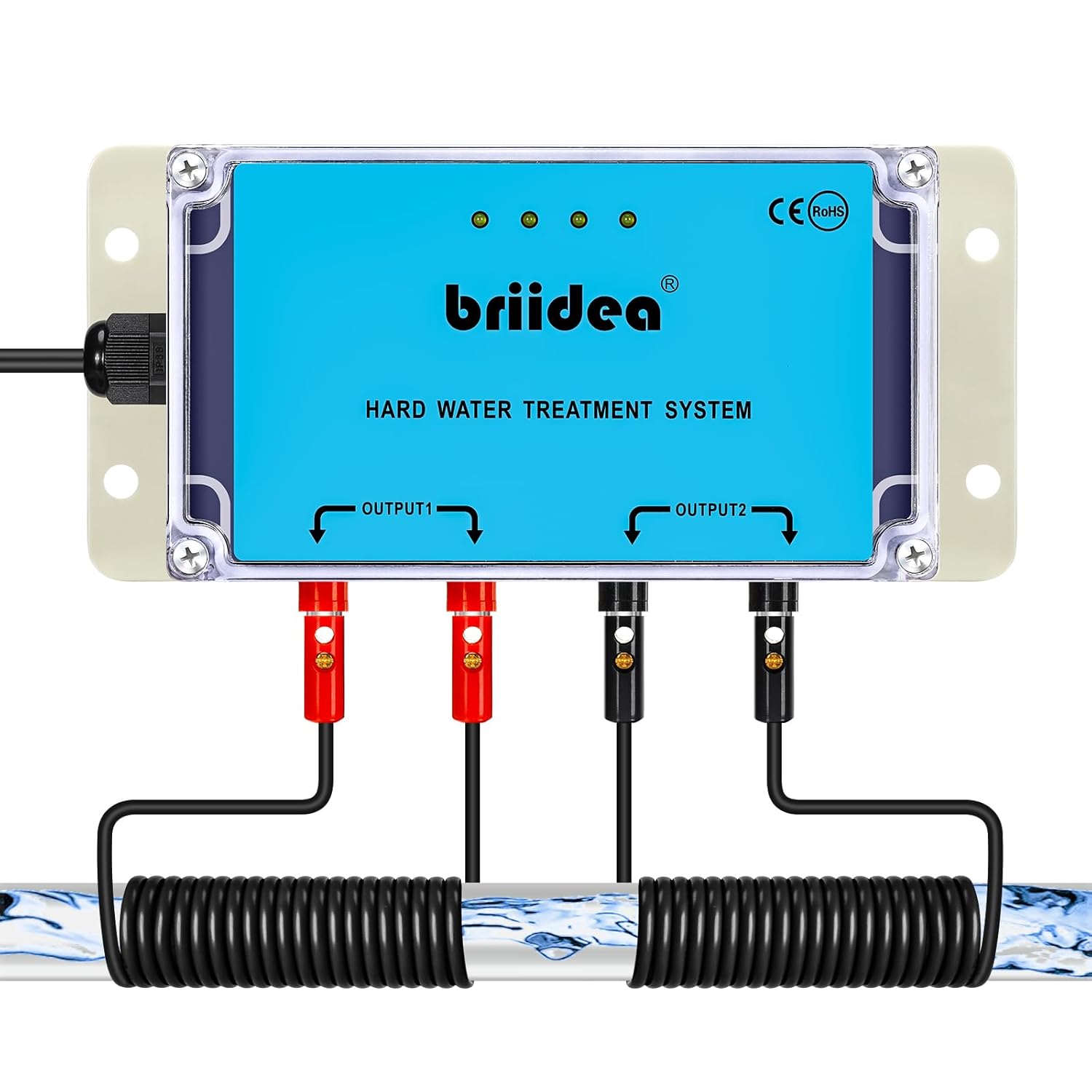 Briidea Water Descaler connected to a pipe