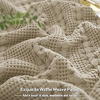 Vista 167 de PHF Fundas de almohada 100% algodón con tejido de gofre de 24 x 24 pulgadas, paquete de 2 fundas cuadradas para decoración elegante del hogar, sin