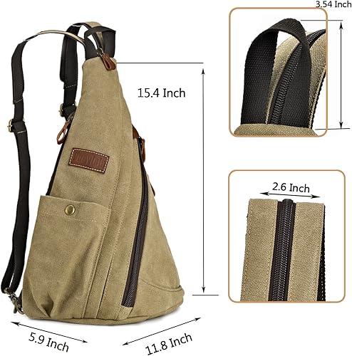 Miniatura 2 de Bolso bandolera de lona convertible para el pecho, mochila de hombro para hombres y mujeres, al aire libre, ciclismo, viajes