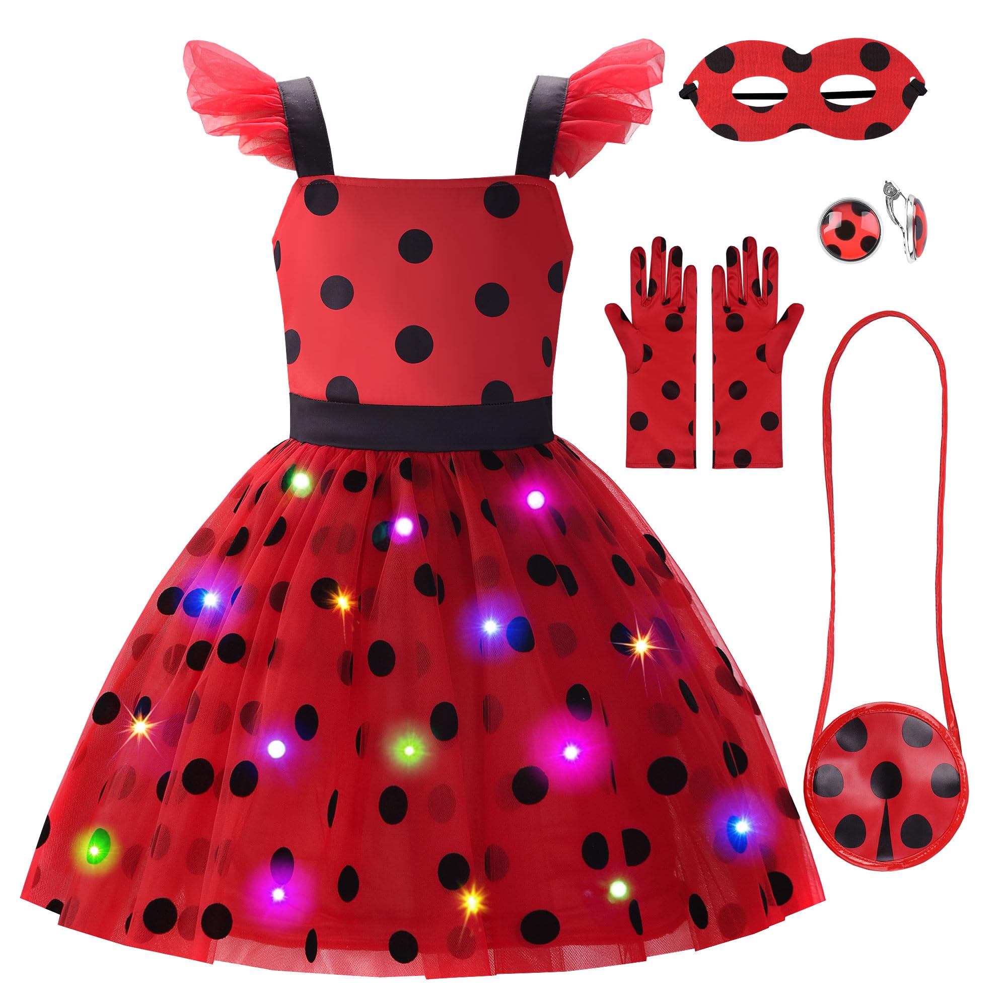 Ladybug Costume Girls Ladybug Dress Lady Bug Costumes for Kids Toddler Ladybird Dress Up Set for Halloween Birthday
