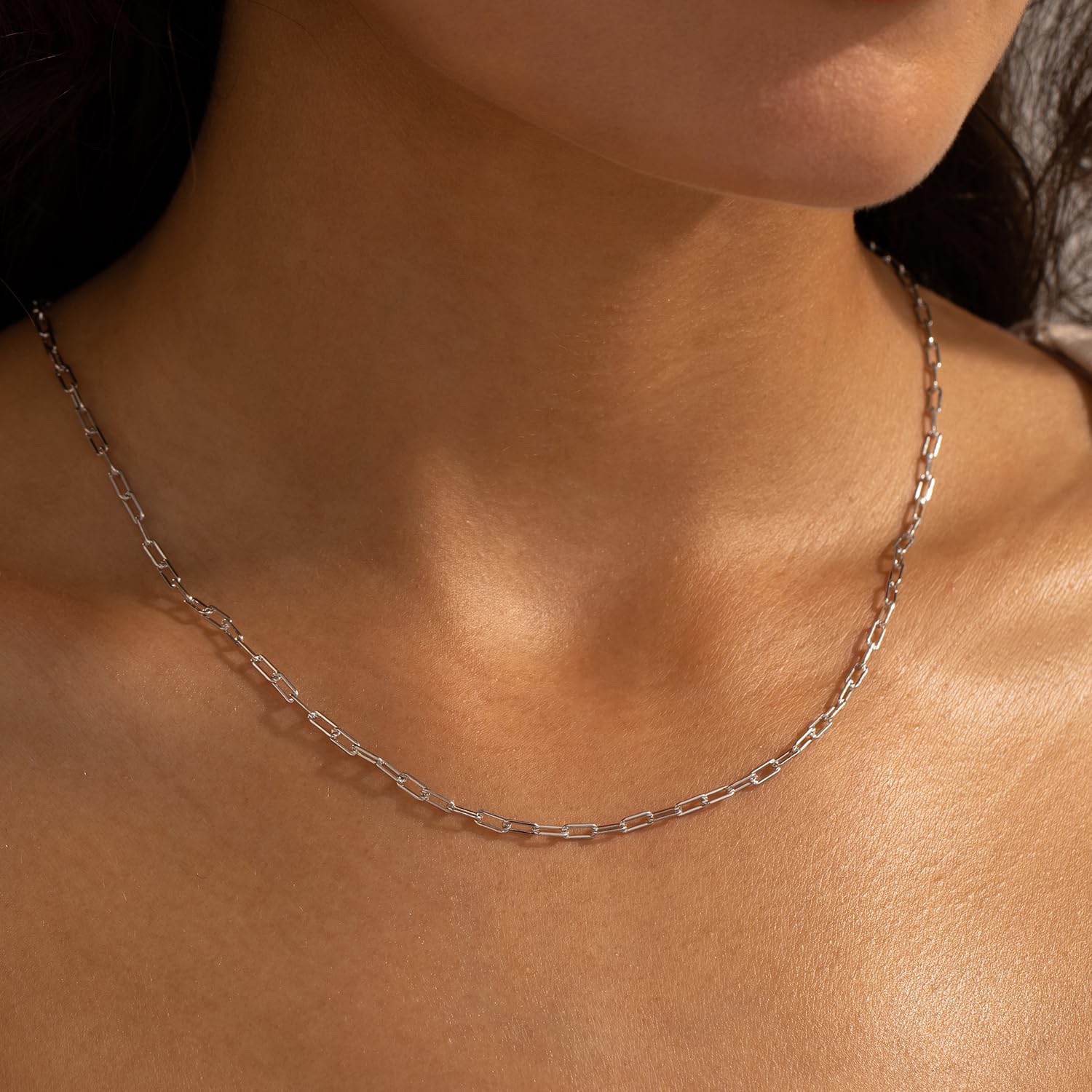 925 Sterling Silver Necklace for Women 18K Gold Paperclip Chain 2.5mm Men Necklaces Italian Rhodium Plated 16 18 20 22 24 26 Chains Nano Protection Hypoallergenic