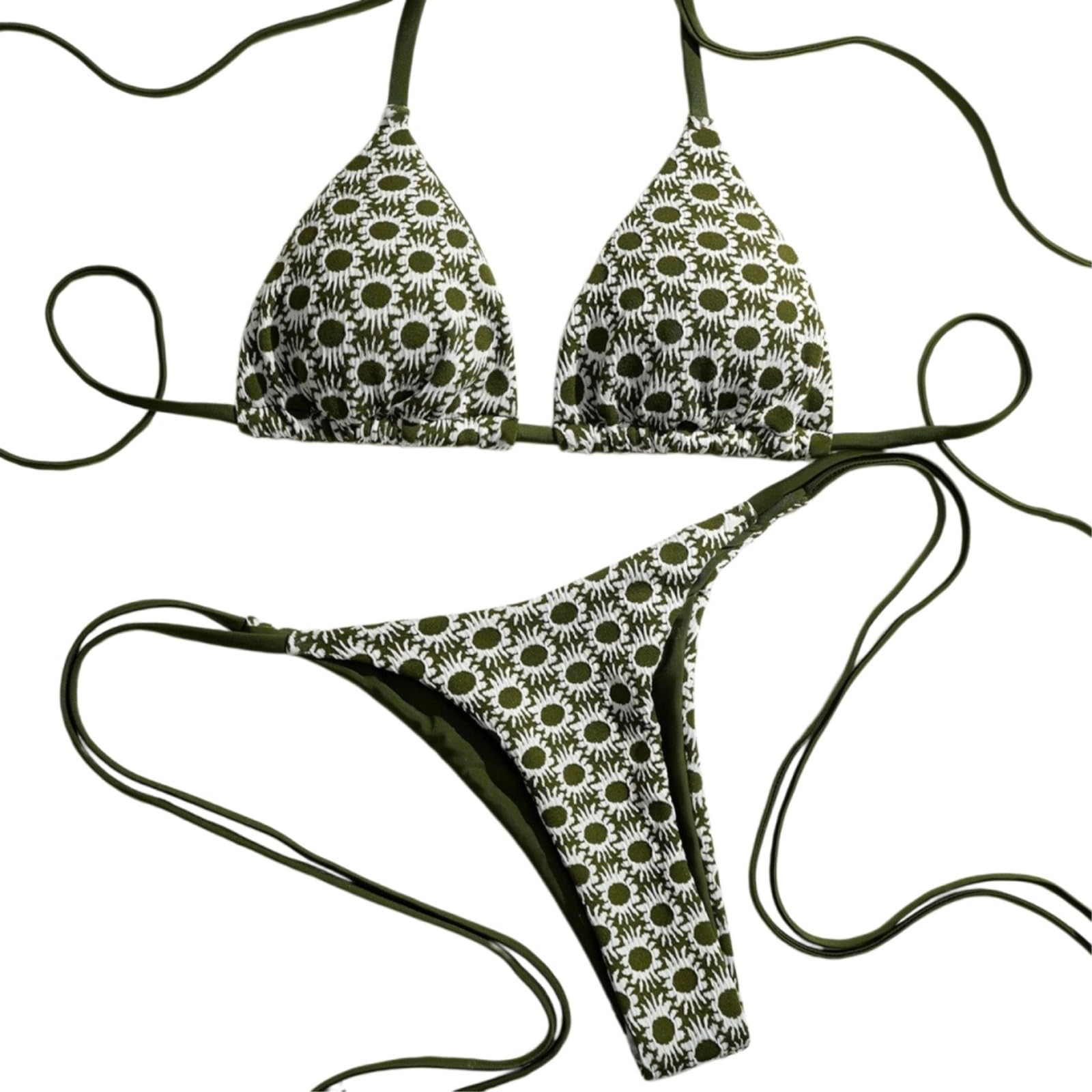 Bikini Mujer Triángulo Impreso Conjunto De Dos Piezas Cuerda Traje Baño Ropa Playa-04-xl