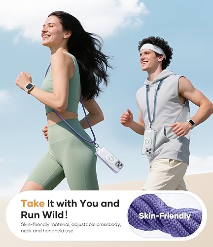 Miniatura 8 de SSLOTSCASE Correa cruzada para teléfono con 2 pestañas transparentes de poliuretano termoplástico (TPU), correa de cuello flexible doble
