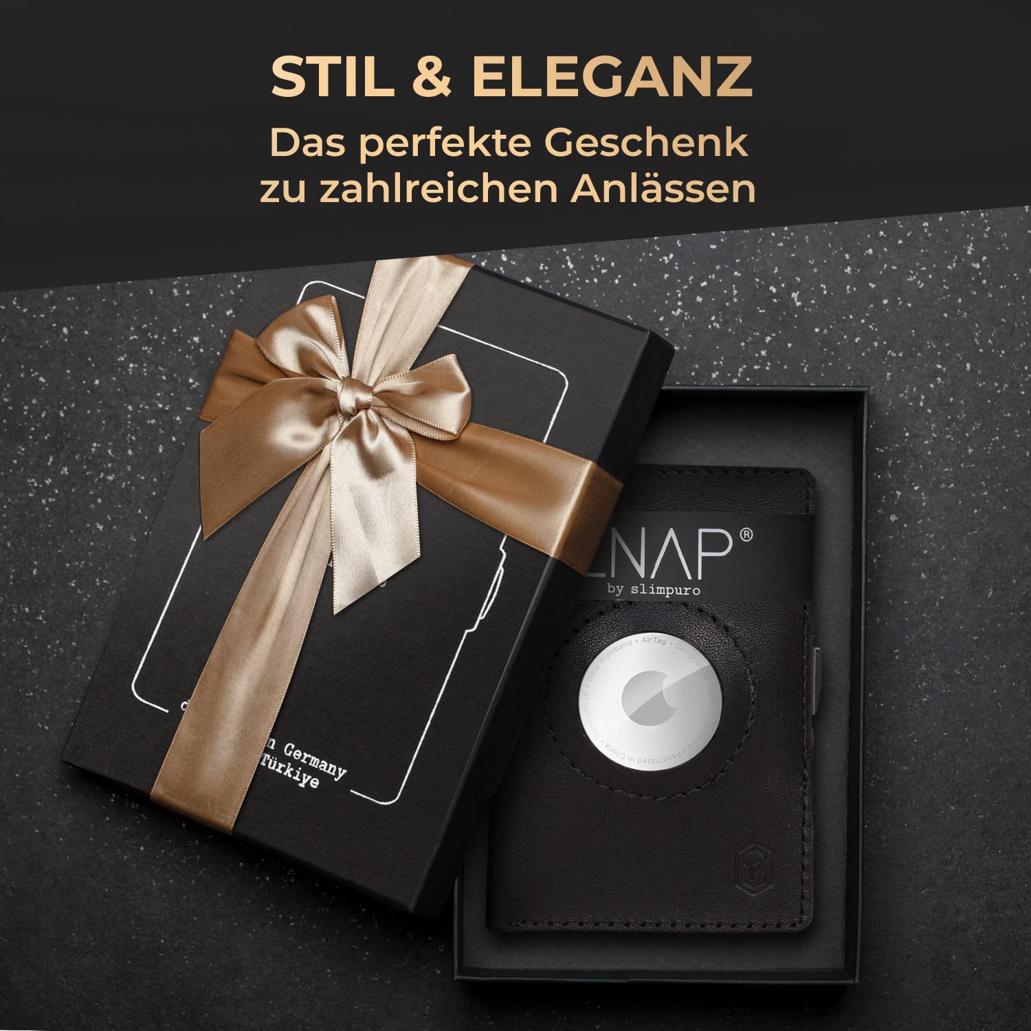 ZNAP Airtag Wallet aus Premium Leder | Kreditkartenetui Herren | Geldbörse Herren | RFID-Blockierung & Slim Wallet