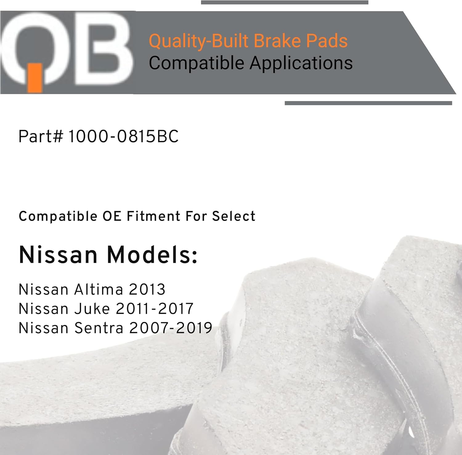 QUALITY-BUILT Front Ceramic Brake Pads, QB 1000-0815BC, Compatible with 2007-2019 Nissan (Altima,Juke,Sentra)