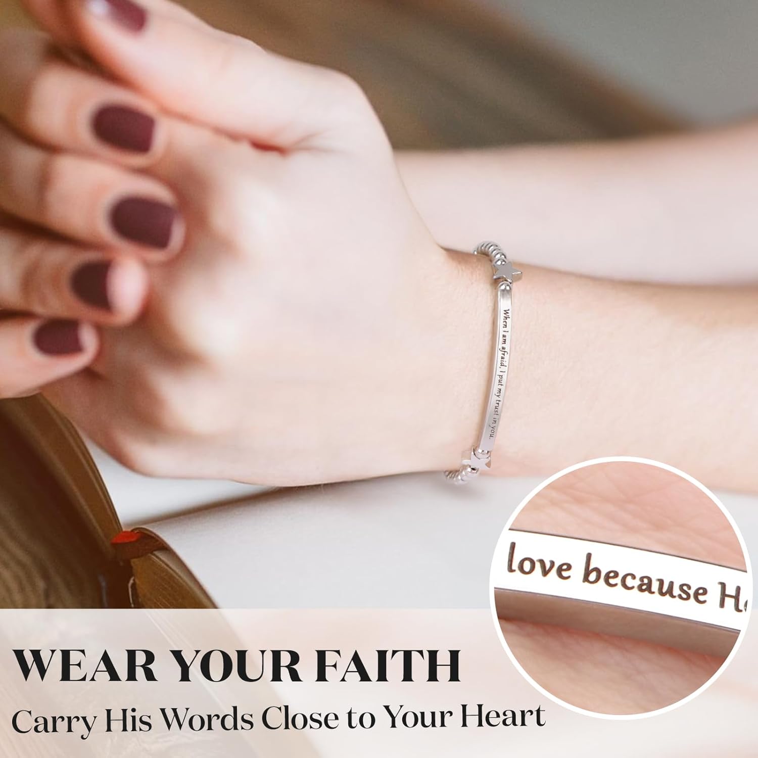 kilofly Set of 3/6 Bible Verse Bracelet Christian Unique Religious Gift for Women - Image 6