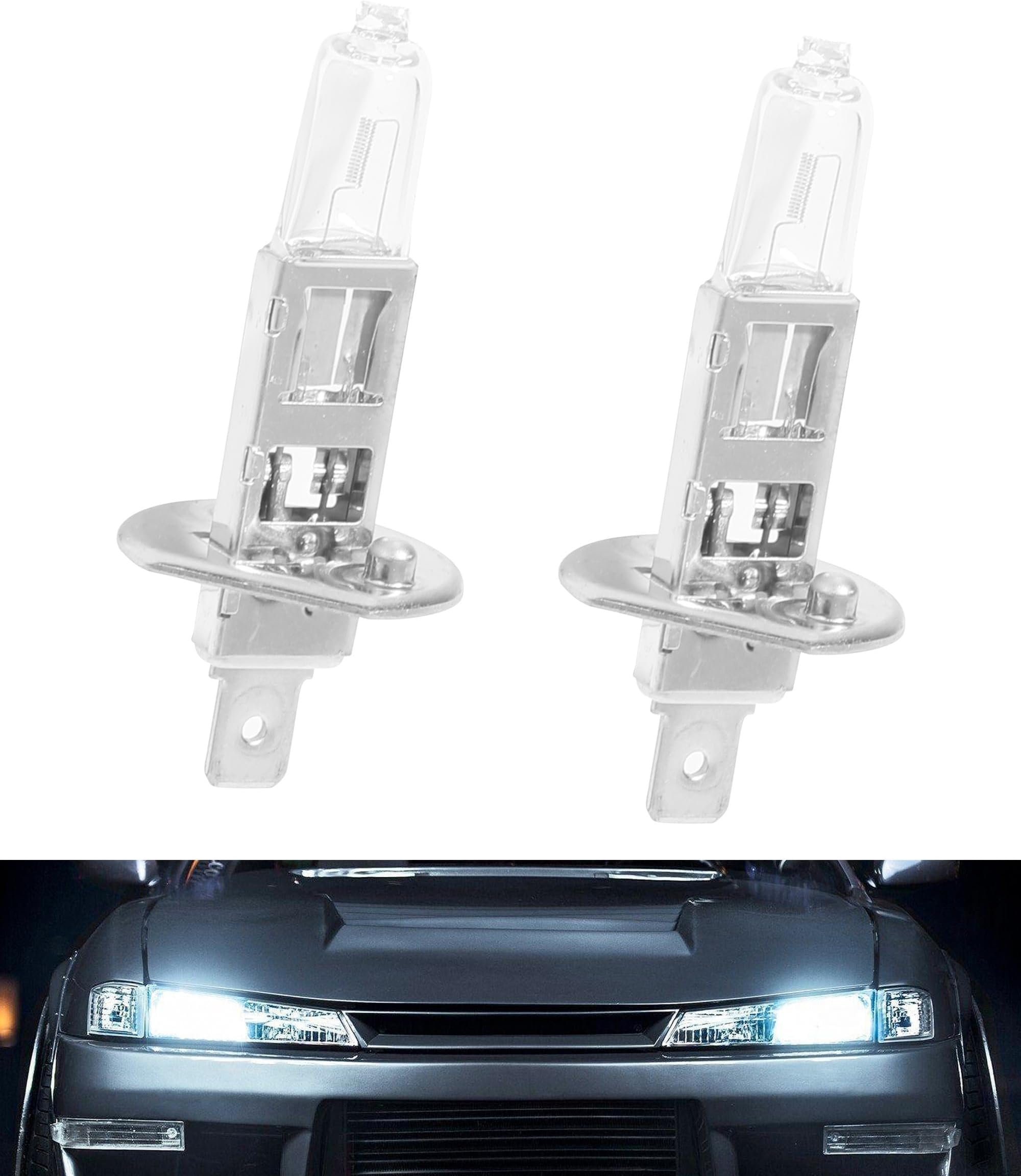 2 PCS Low Beam Headlight Bulb,Head Light for Car,Ultra Automotive Lighting Halogen Headlight Bulb,Car Accessories Low/High Beam Fog Light Replacement for Cars (White-H1)
