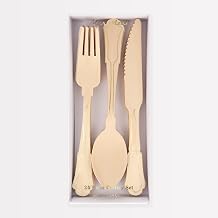 Meri Meri Elegant Wooden Cutlery Set Pack of 24, Made from Birch Wood, Stylish Disposable Cutlery Set, Perfect for Birthday Parties, Picnics, BBQS, Kids & Adults
