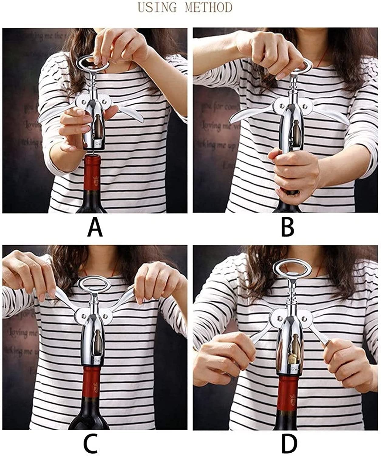 MRKU Sacacorchos eléctrico con Forma de ala para Vino, para Todos los Tapones de Corcho y Tapas de Cerveza, Juego de Lujo para camareros con tapón para entusiastas.
