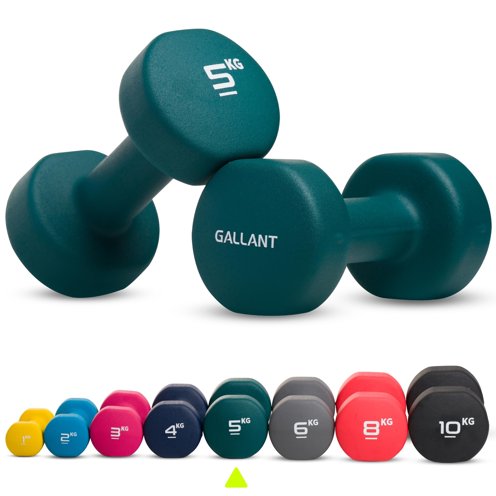 Gallant 5kg Dumbbells Pair - Neoprene Hand Weights for Women and Men, 5kg Weights Dumbbells Set - Small Arm Weights For Home Gym Fitness Exercise Weight Training - 5 kg x 2