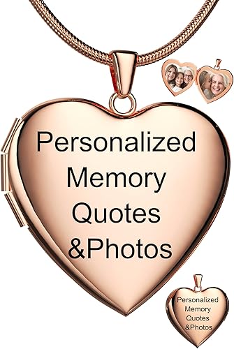Fanery sue Collar con medallón de corazón que sostiene imágenes, collares personalizados con fotos personalizadas, con imagen en el interior,