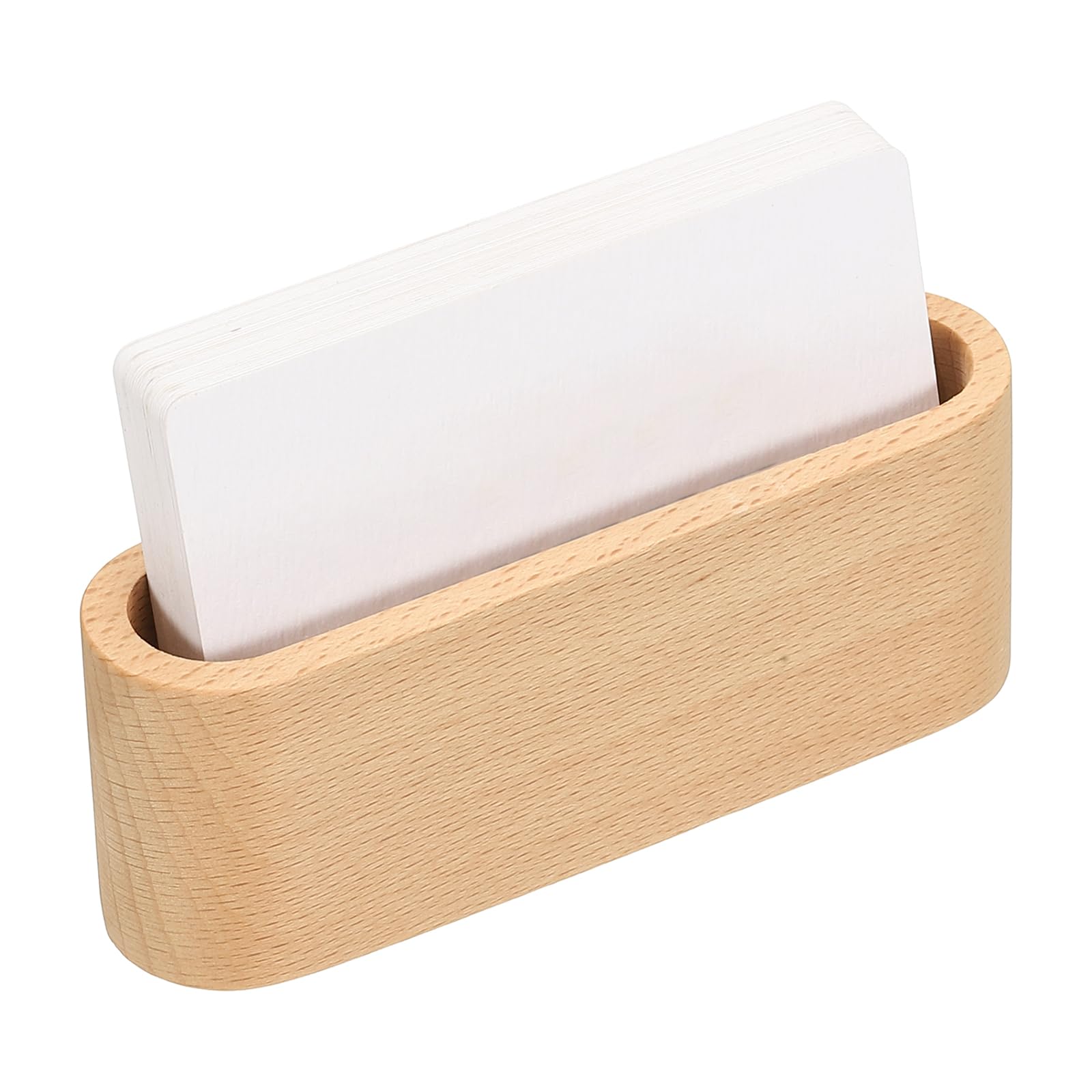 PATIKIL Business Card Holder for Desk 2pcs Single Slot Wood Business Card Holders Wooden Card Stand Organizer Cards Display for Office Exhibition Brown - Image 3
