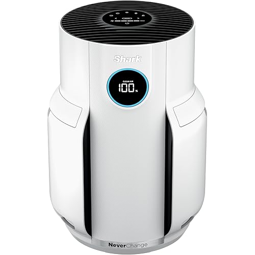 Shark Air Purifier for Home, NeverChange, for Large Room, Bedroom, Home Office, HEPA-Exceeding Filter, Captures Pollutants, Pet Dander, Dust, Odor, Smoke, and More, HP153, White