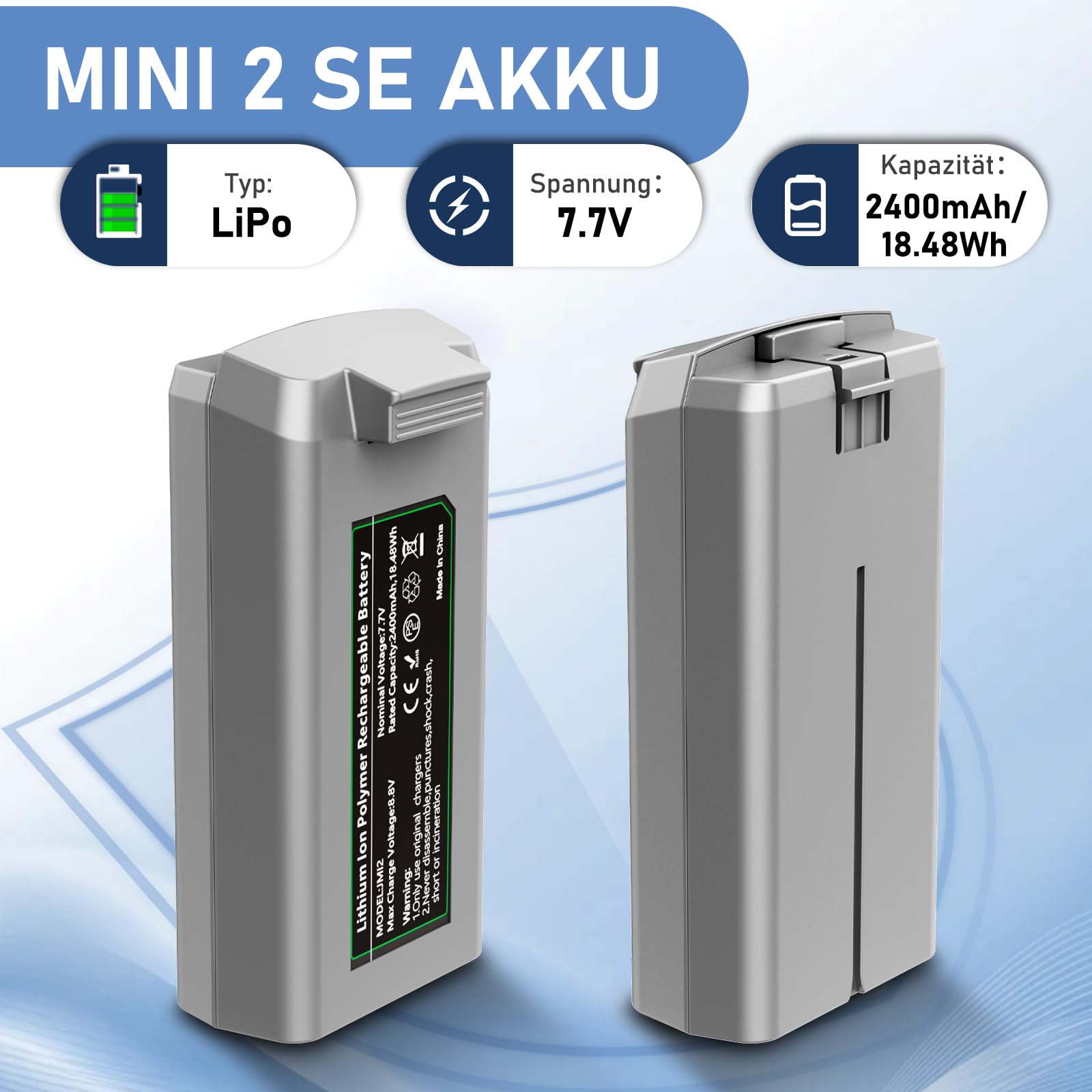 Homesuit Mini 2 akumulator z wyświetlaczem cyfrowym Stacja ładująca, Kompatybilny z DJI Mini 4K, 2 SE, SE, 2400mAh Inteligentny akumulator lotniczy Zastępczy dla akumulatora DJI Mini 2 SE (31 minut