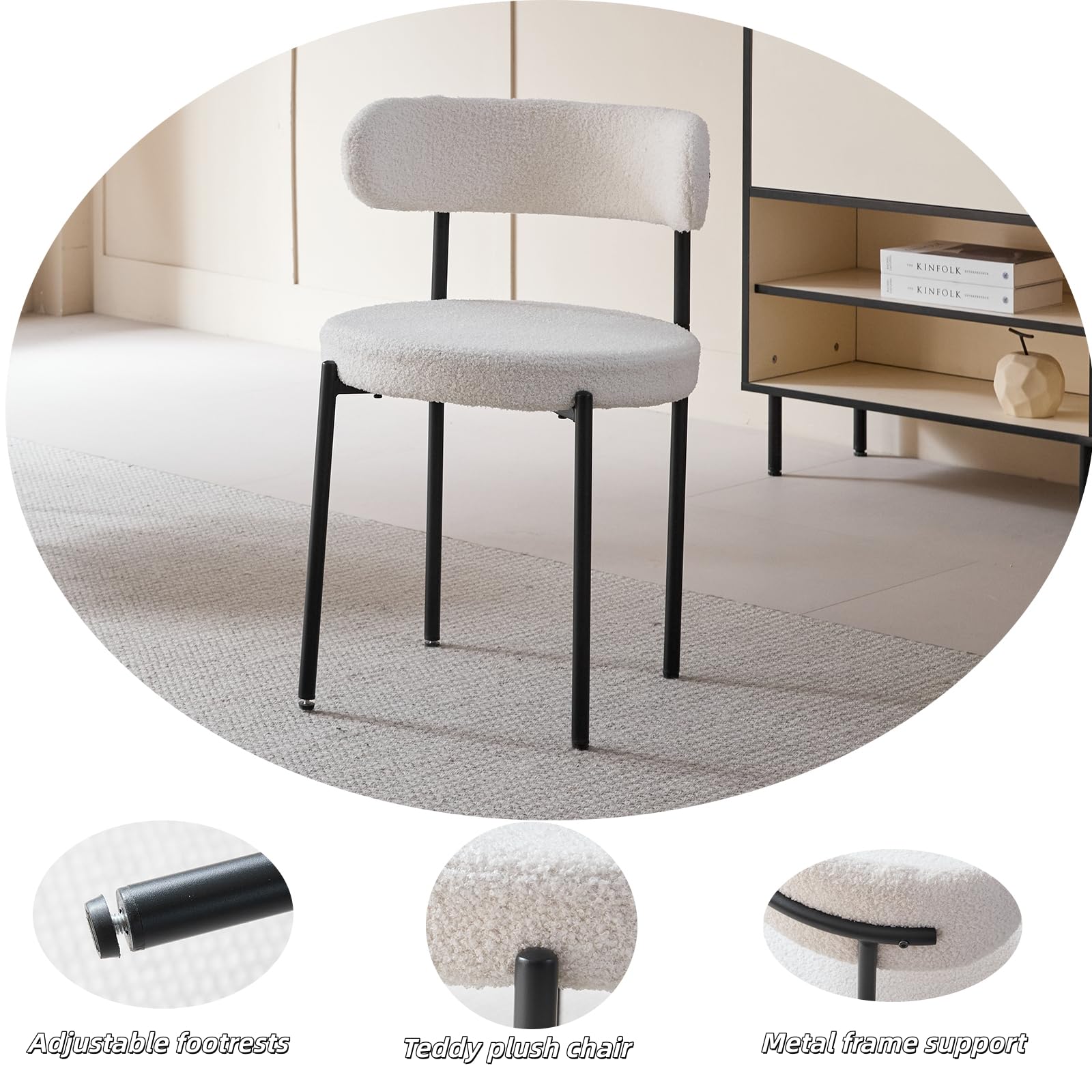 GrandCA HOME Set Tavolo e Sedie da Pranzo: Tavolo da Pranzo Rotondo in Legno da 120 cm + 4 Sedie, Per 4-6 Persone, Marrone Scuro + Bianco