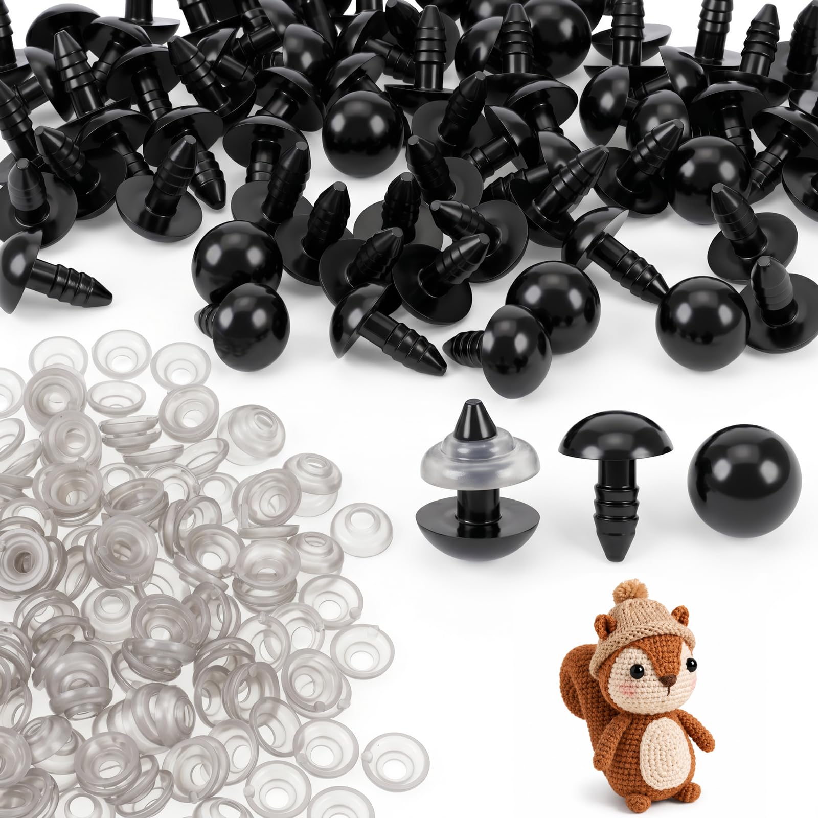 200PCS 12mm Safety Eyes with Washers, Safety Eyes for Crochet Amigurumi