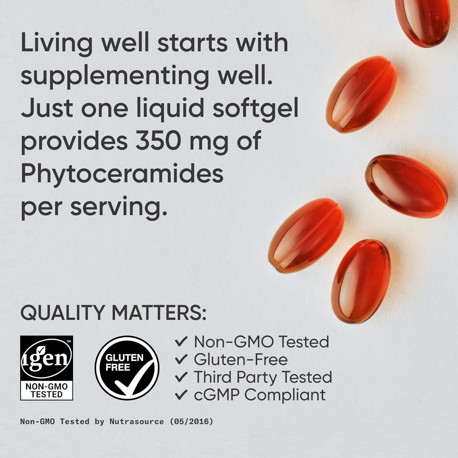 Phytoceramides 350mg per softgel - Plant Derived Ceramides for Healthy Skin and Hydration - Non GMO with No Fillers or Synthetic Vitamins - 30 Liquid softgels - Image 4