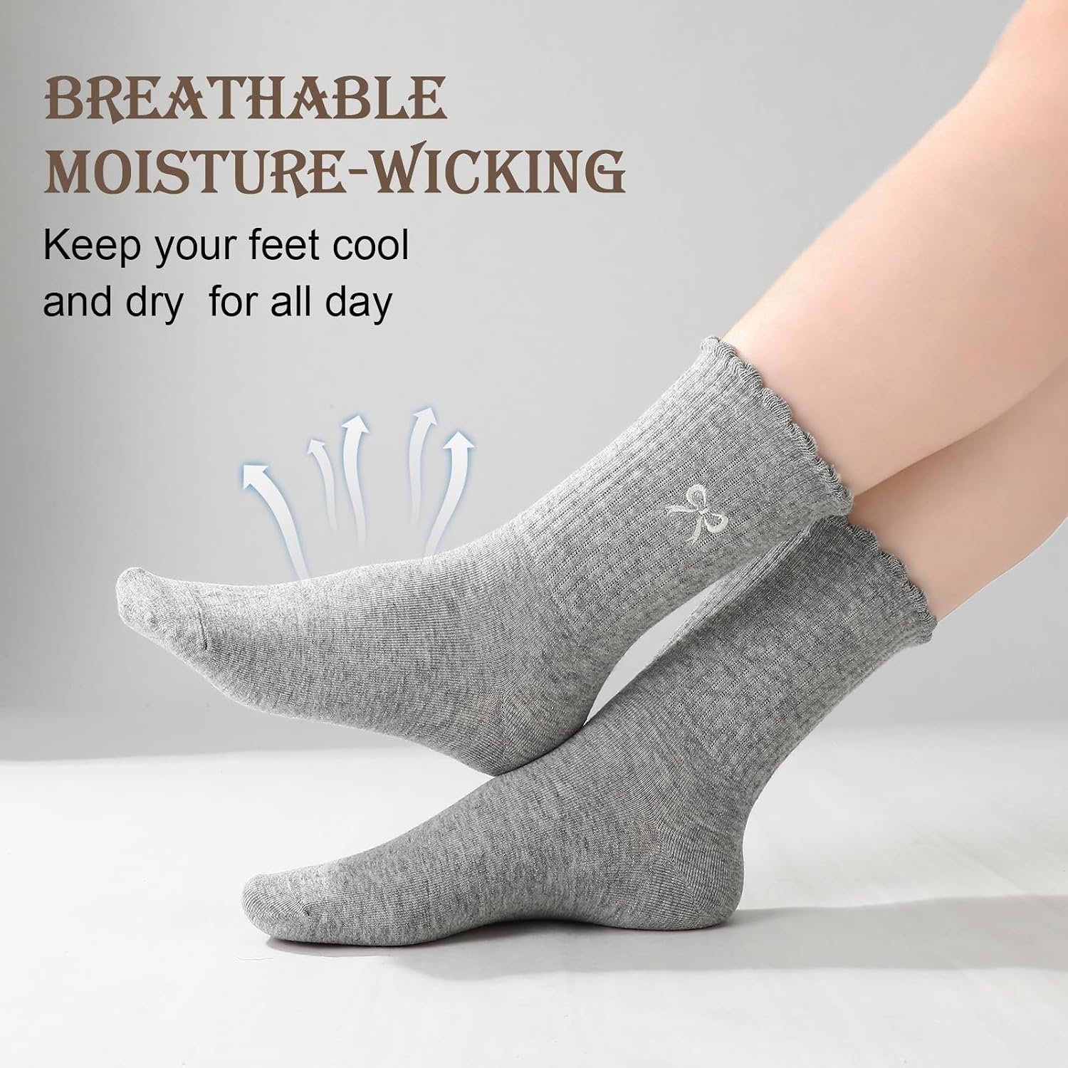 6 Pairs Women's Ruffle Socks Casual Cotton Cute Crew Socks for Women Girl Daily Wear