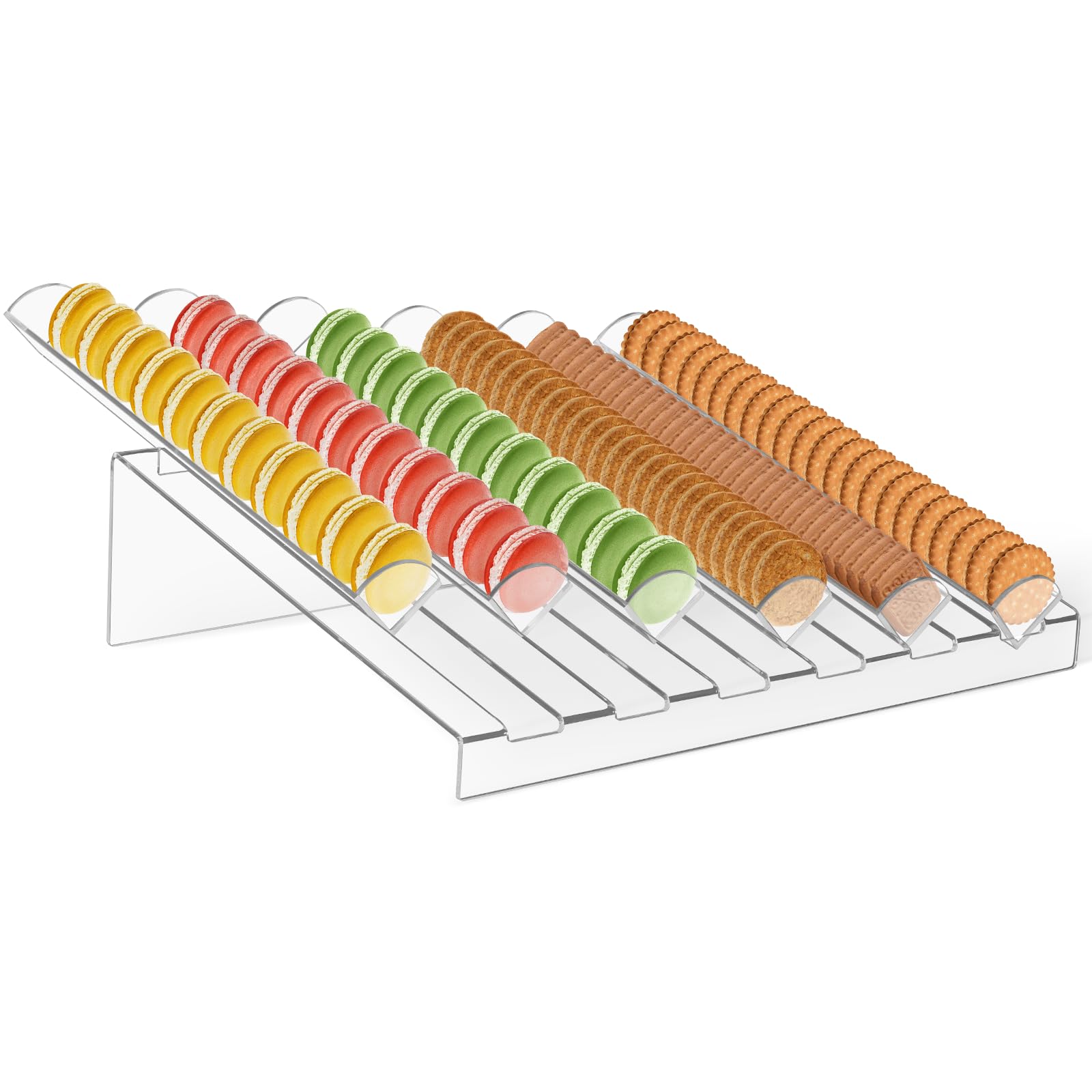 BAOSHISHAN Présentoir à macarons Plateau à macarons en acrylique avec 6 fentes Plateau à biscuits transparent pour fête, mariage, boulangerie, pâtisserie, boutique de desserts