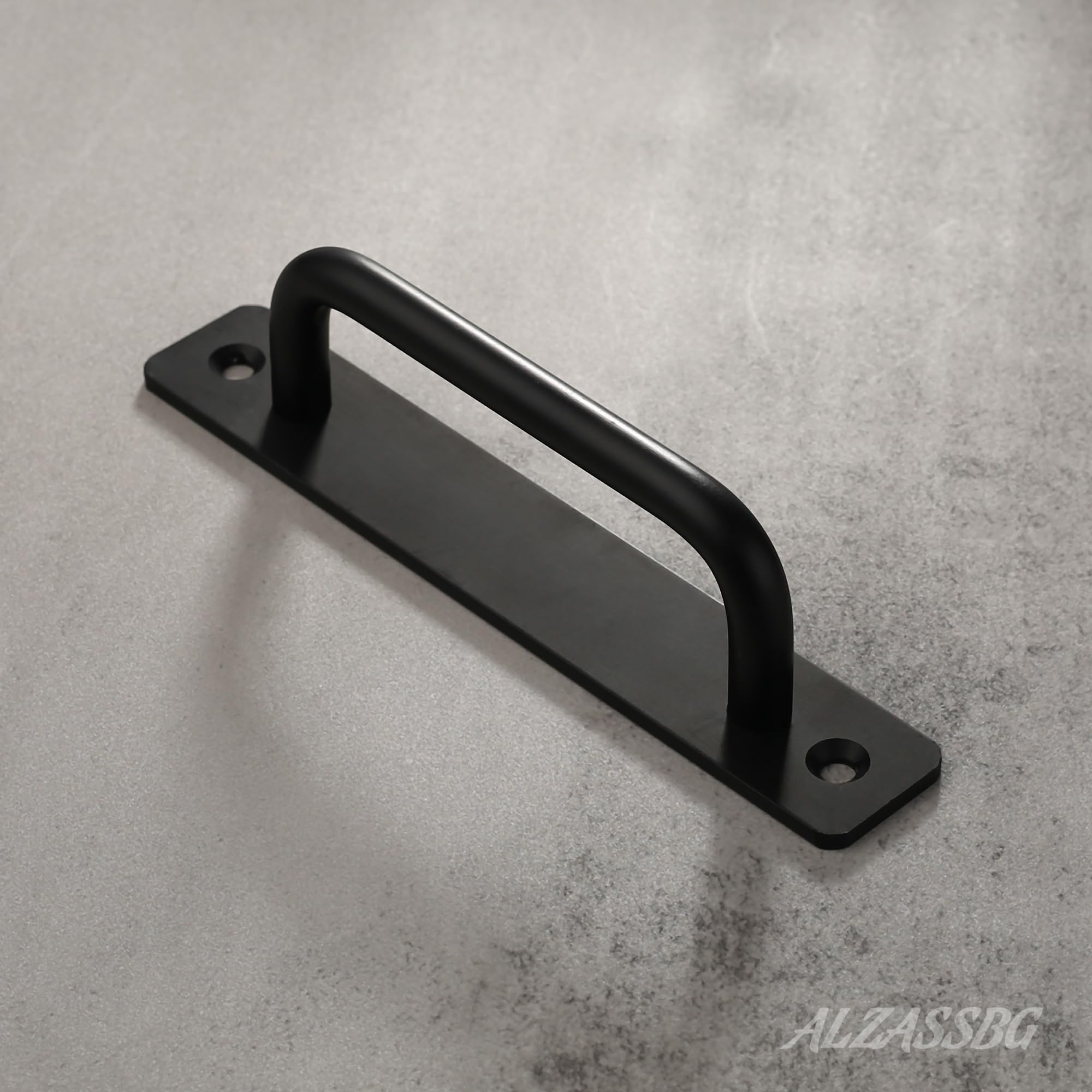 Alzassbg AL3048MB Schrankgriffe, mattschwarz, 128 mm Lochmitte, Schrankgriffe mit Bodenplatte, Küchen-Hardware für Schränke und Schubladen, 6 Stück