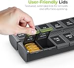 AUVON Innovative Foldable Weekly Pill Organizer Morning Evening with Large Capacity, Pill Case 7 Day AM PM with Dual Protection, User-Friendly Travel Pill Box for Medications, Fish Oils, Vitamins