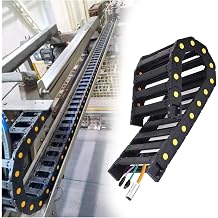 Nylon Drag Chain with Yellow Points, Detachable Bridge Type Plastic Cables Carrier for Wire Protection & Management, H 55MM Flexible Track Chains5m/16.5ft,55x175mm/2.16x6.89in