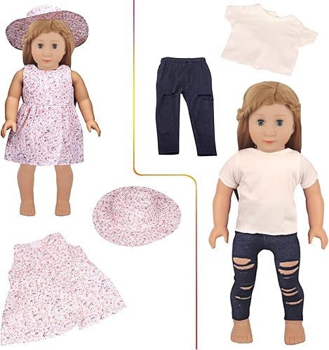 Miniatura 4 de 19 piezas de accesorios de ropa de muñeca para muñecas de 18 pulgadas, 10 juegos completos de ropa de muñeca, juego de traje de baño de muñeca, bata