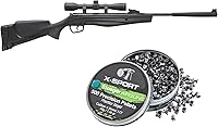 Vista 1 de Stoeger Combo de rifle de aire comprimido compacto S3000-C - Calibre .177 - Sintético negro con perdigones de punta plana X-Sport Practice Target