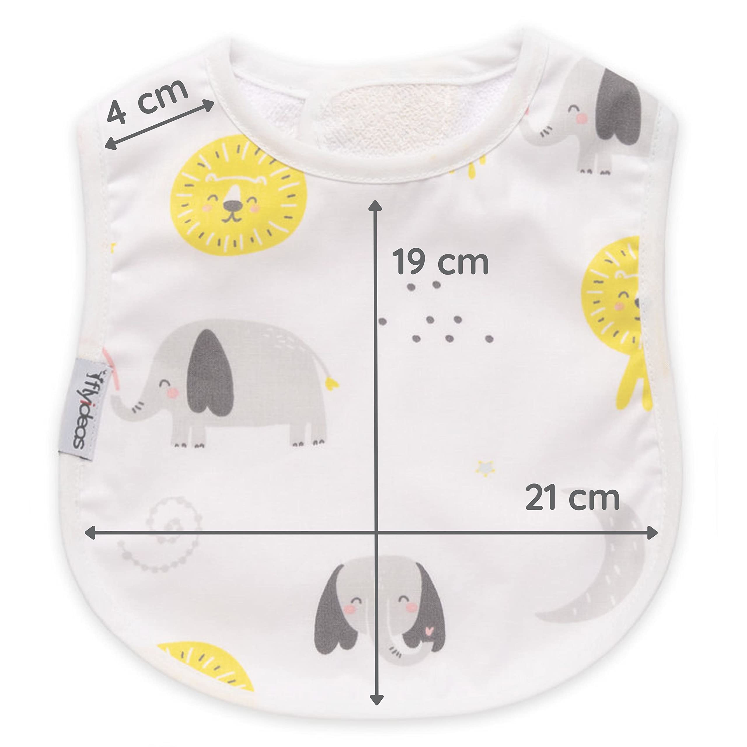 FlyIdeas Set Bavaglini Neonato Impermeabili 5 Pezzi - Bavette Pappa Svezzamento in Cotone Doppio Strato Idrorepellente, Idea Regalo per Neonati e Allattamento
