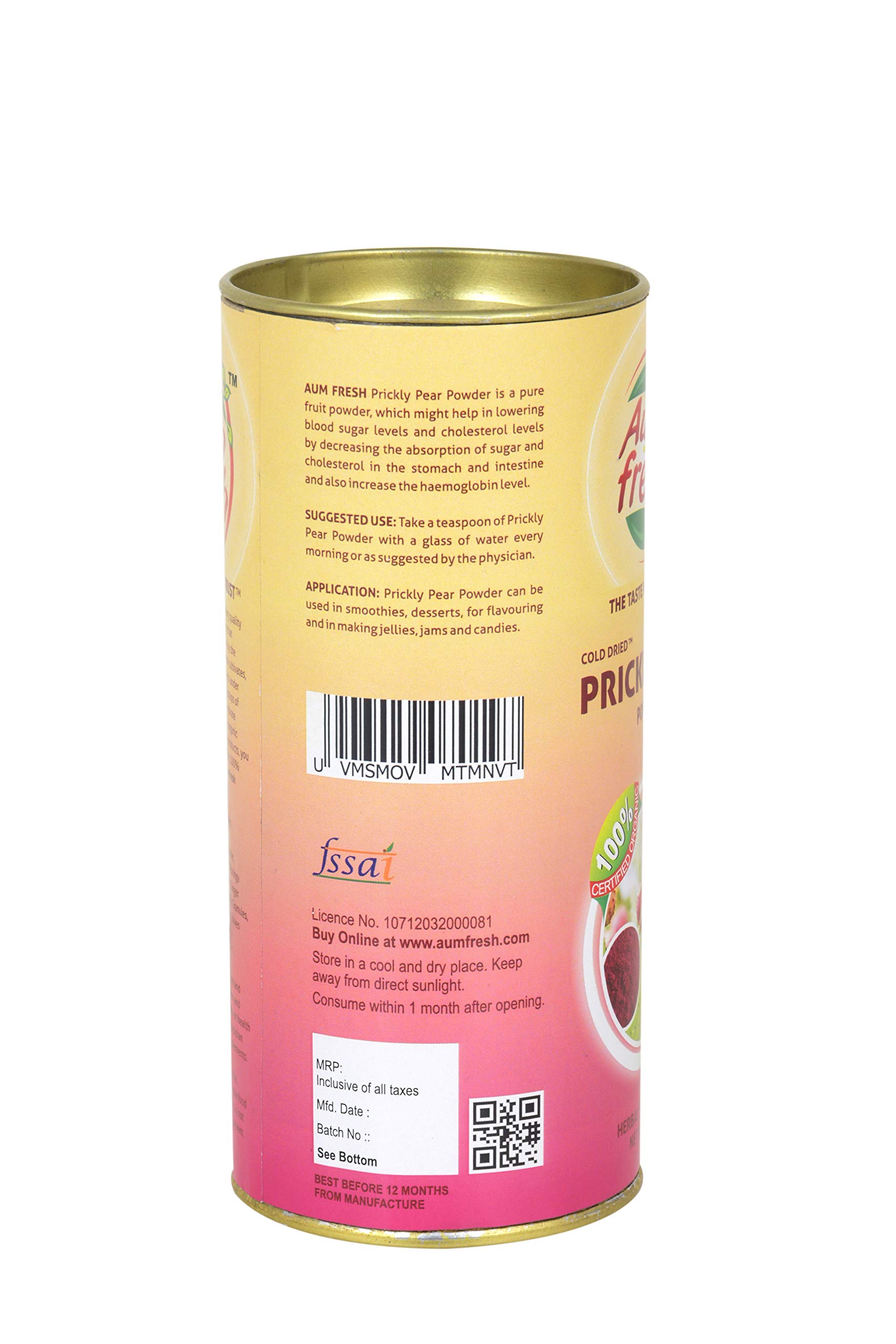 AumFresh Prickly Pear Fruit Powder - 100% Pure & Natural,100 gm | Real Fruit Powder - Image 5 thumbnail