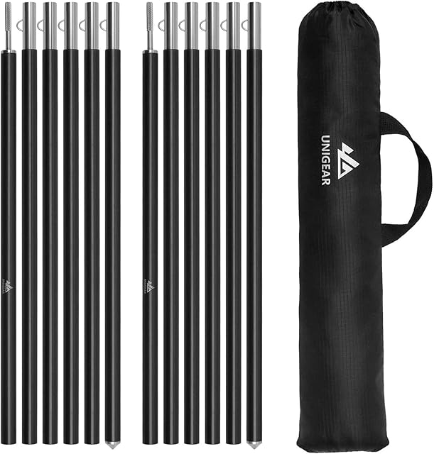 Unigear Tarp Poles telescopic set of 2, Aluminum pole for tarp, tent, awning, camping, adjustable from 40cm-240cm