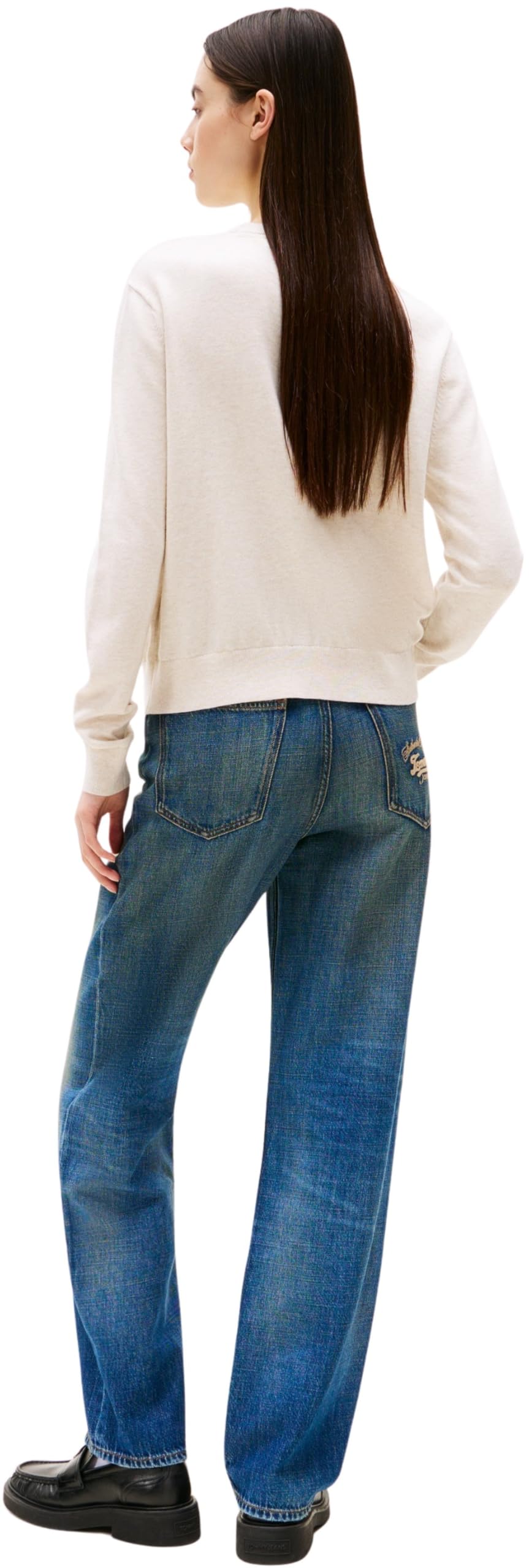 Tommy Jeans Damen Pullover Essential Crew aus Baumwolle, Beige (Oatmeal Htr), 3XL – Ansicht 2
