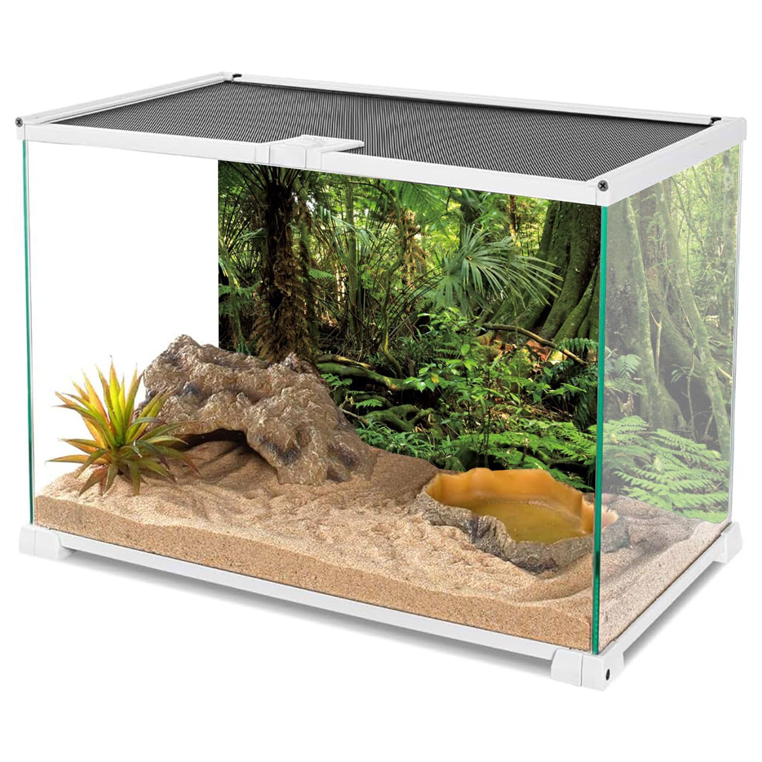 Terrarium Hintergrund Regenwald | Polyester Für Aquarium | 121,9x50,8 Cm | Mit Klebeband