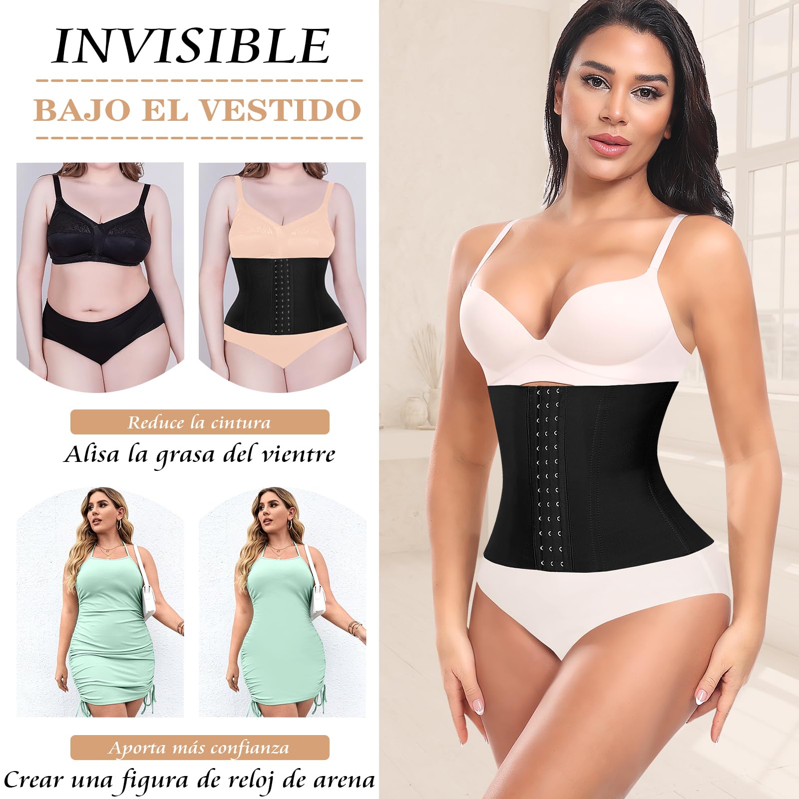 YARRCO Fajas Reductoras Mujer Abdomen Moldeadora Corset Reductor Adelgazante Waist Trainer Bustier Top Cintura Faja Postparto Cinturón Faja Colombiana Corsé Shapewear Ajustables