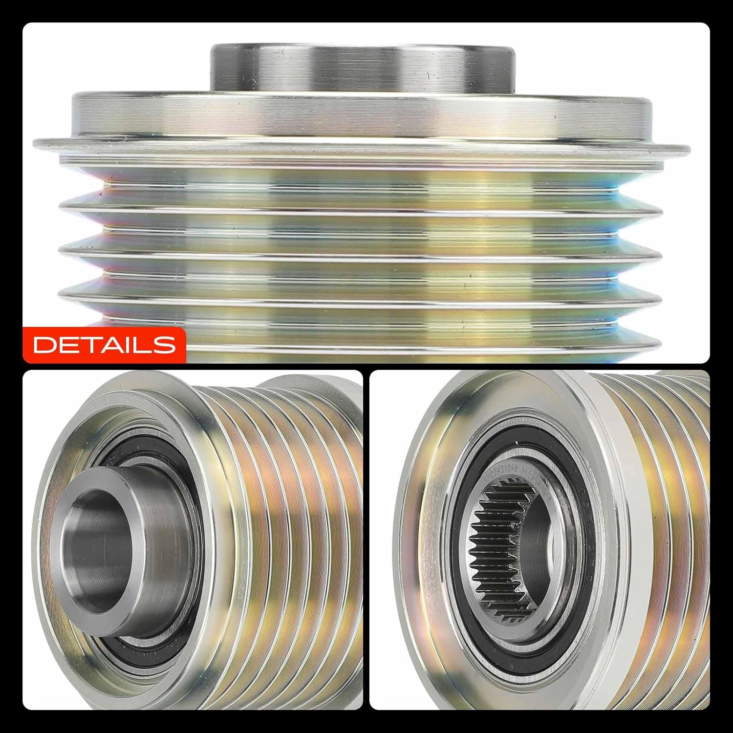 A-Premium Alternator Freewheel Clutch Pulley Compatible with BMW E70 Series X5 2007-2010 3.0L, E71 Series X6 2008-2010 3.0L, 7 Grooves Clockwise