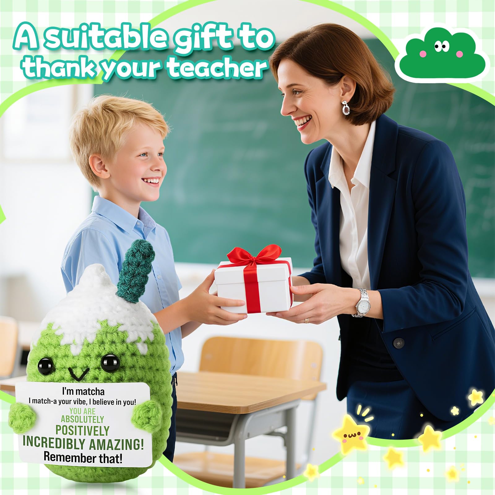 Matcha positif au crochet, peluche inspirée du matcha latte, cadeau pour les amateurs de matcha, cadeaux d'anniversaire pour enfants, amis, collègues de travail - France