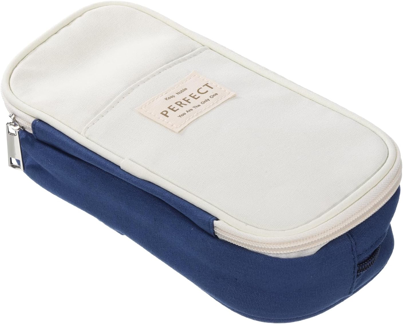 PATIKIL Pencil Case, Large Capacity Pencil Pouch Pen Bag Case Cosmetic Bag Stationery Organizer Portable for Office Home Style 5, Navy Blue