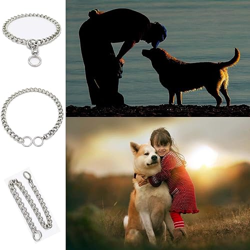 Miniatura 4 de Collar para perro, cadena de metal, collar de acero inoxidable, ajustable con hebilla, collares antideslizantes fuertes para perros medianos y