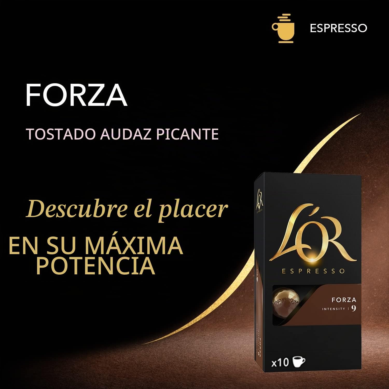 L'Or Espresso Café Forza Intensidad 9 - 100 cápsulas de aluminio compatibles con máquinas Nespresso (10 Paquetes de 10 cápsulas)