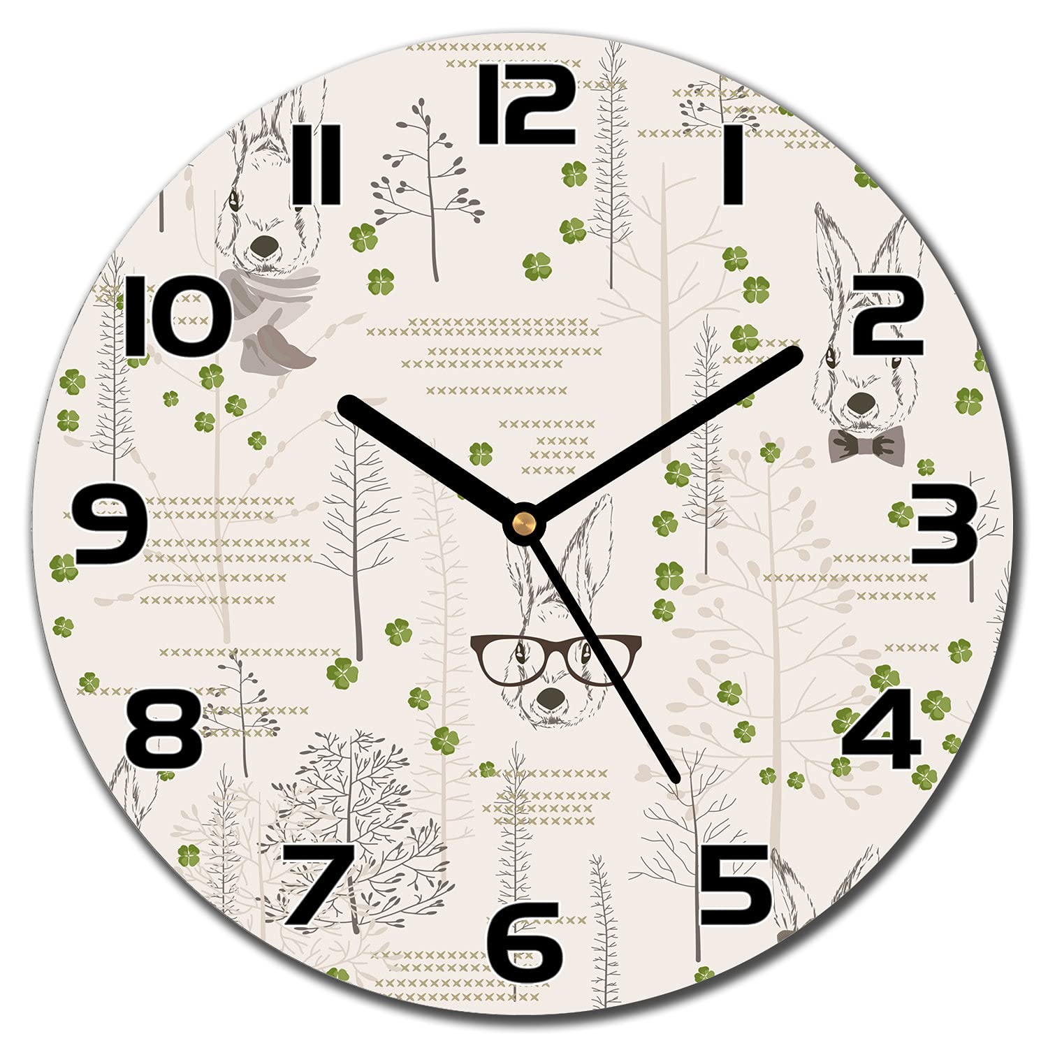 Horloge murale Lucky Lapbits en verre pour un salon moderne et lumineux