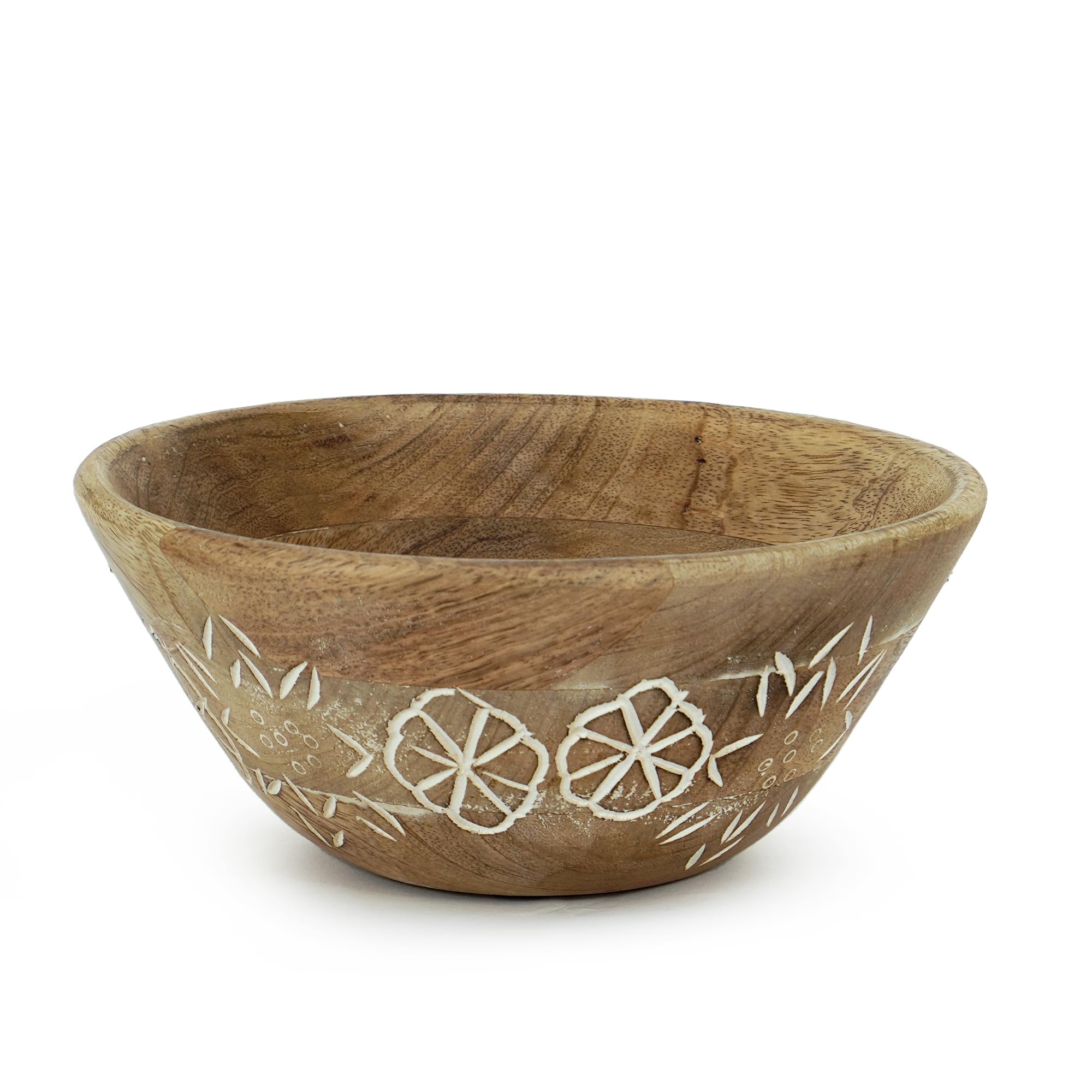 Mela Artisans 9'' Wooden Fruit Bowl, Regular Serving Bowl for Salads, Cereals, Snacks & Mixing | Decorative Bowls for Kitchen | Suru Valley Collection