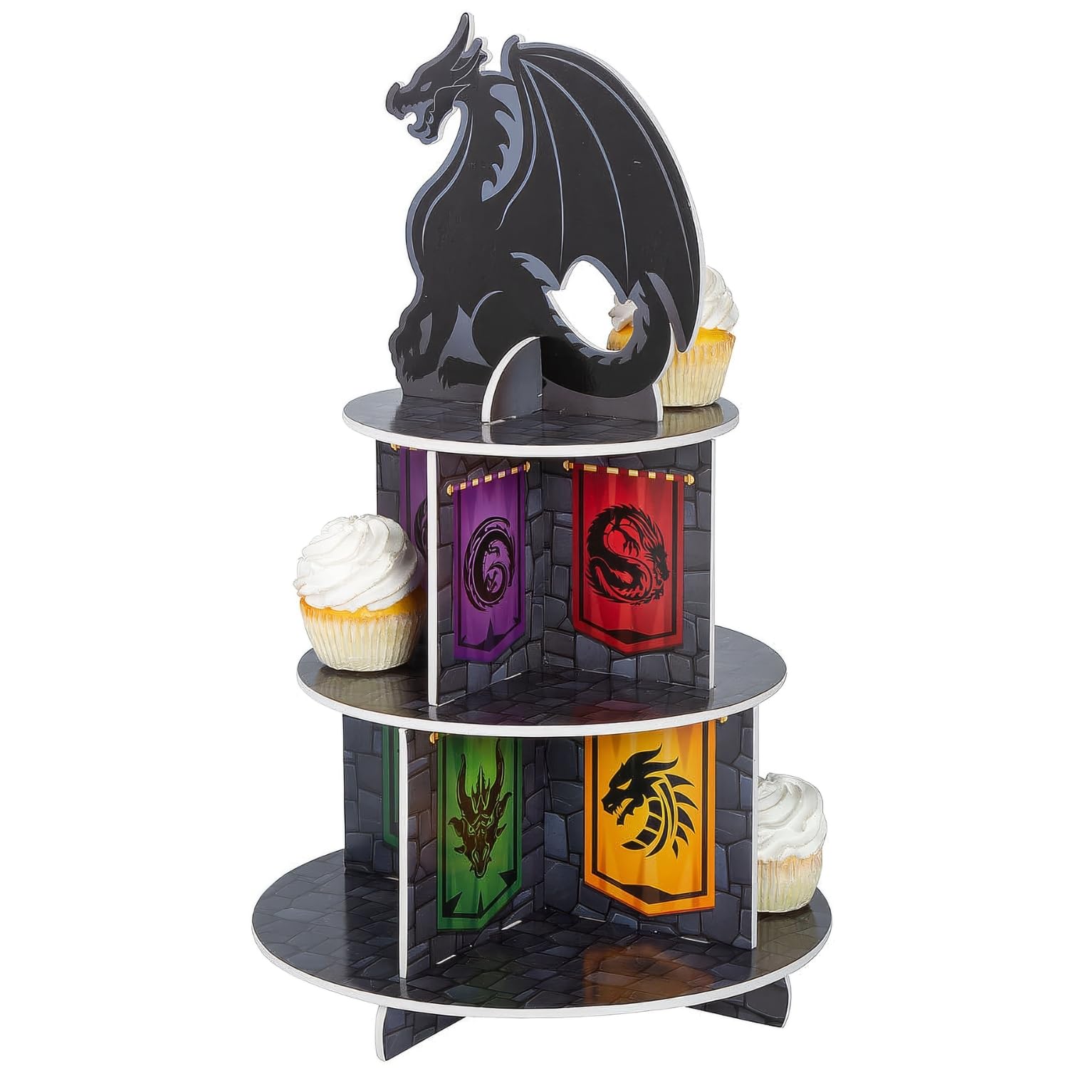 Présentoir à cupcakes Dragon Party idéal pour buffet anniversaire et goûter
