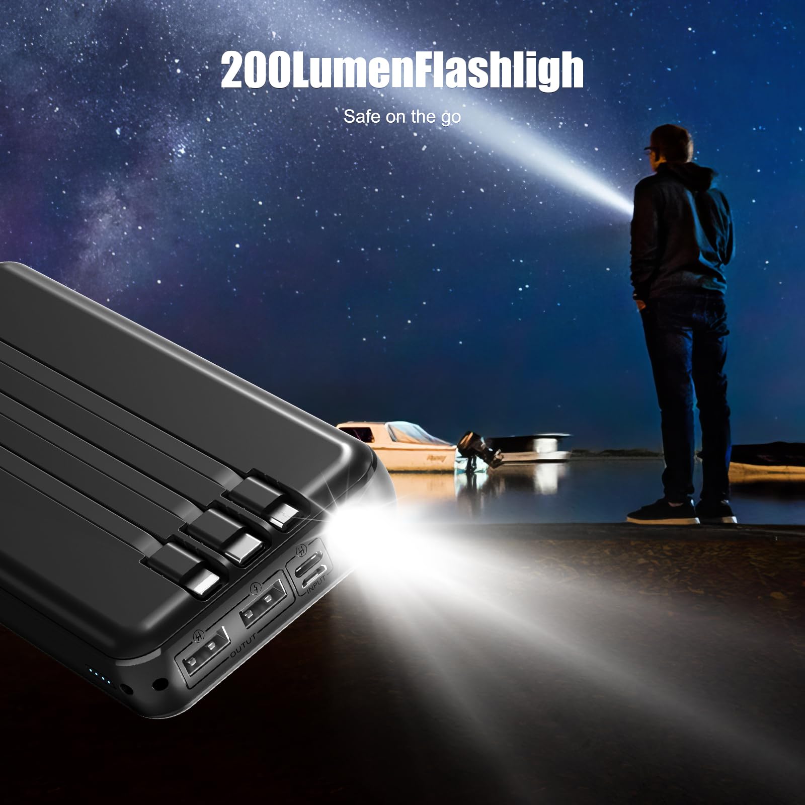 Banque d'énergie solaire 27 000 mAh, batterie externe avec 6 sorties et 2 entrées, batteries externes pour charge rapide de 15 W, tablettes, camping, voyage, extérieur