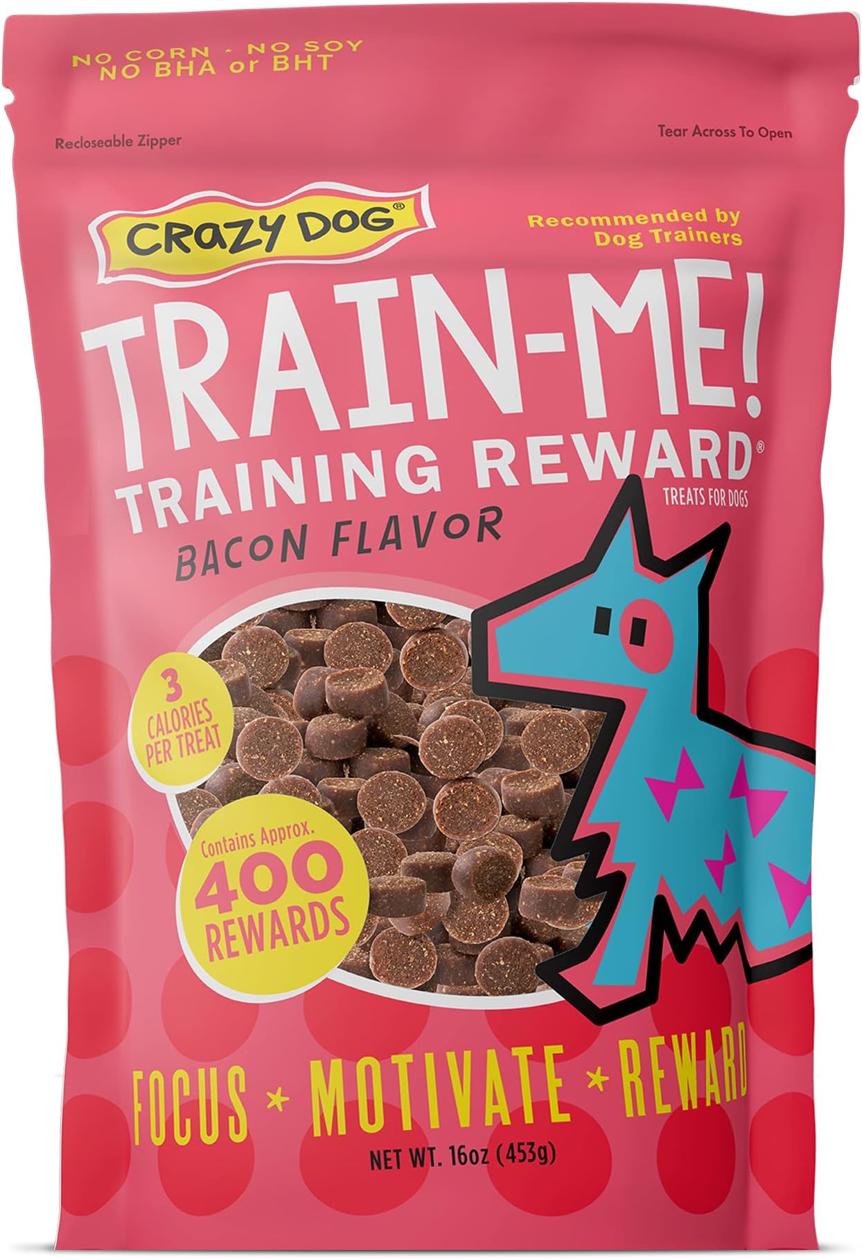 Train-Me! Training Treats 16 oz. Bag, Bacon Flavor, with 400 Treats per Bag, Recommended by Dog Trainers