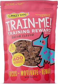 Crazy Dog Train-Me! Training Treats 16 oz. Bag, Bacon Flavor, with 400 Treats per Bag, Recommended by Dog Trainers