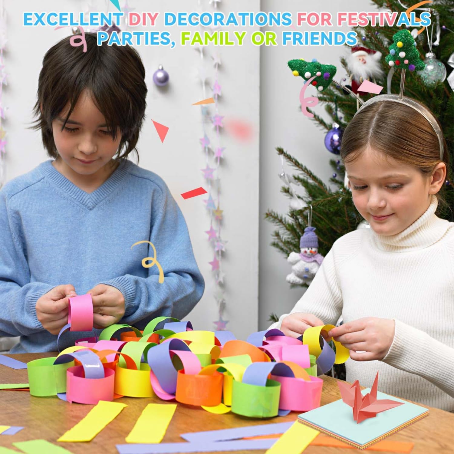 SenseYo 500 Sheets Origami Paper Kit Double Sided Color 4 Inch x 4 Inch 20 Colors Square Papers Easy to Fold for Beginner Kids Fun Handmade Projects DIY Hand Art Crafts Scrapbook Decor